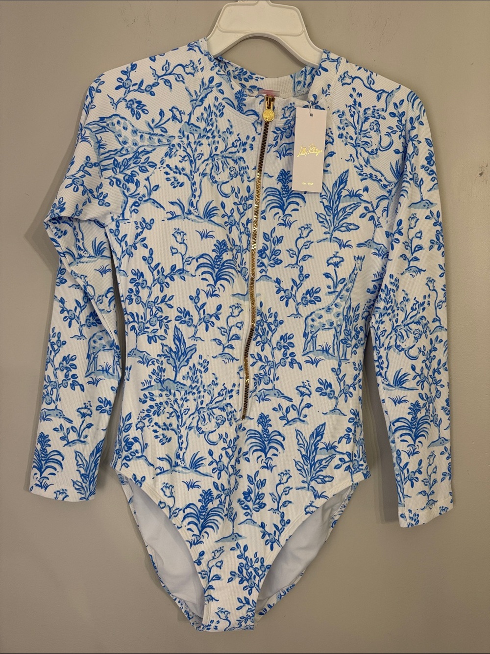 Lilly Pulitzer Rashguard Swimsuit Tall Tales UPF 50+ Retail $178 NWT Size 12